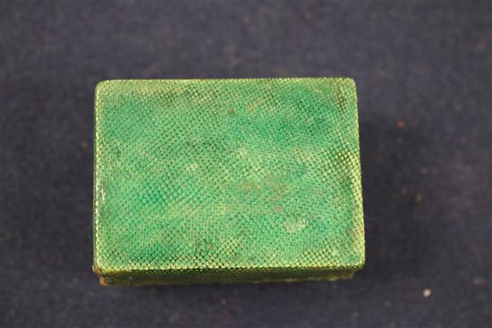 A late 18th century Continental shagreen snuff box 2.25in.